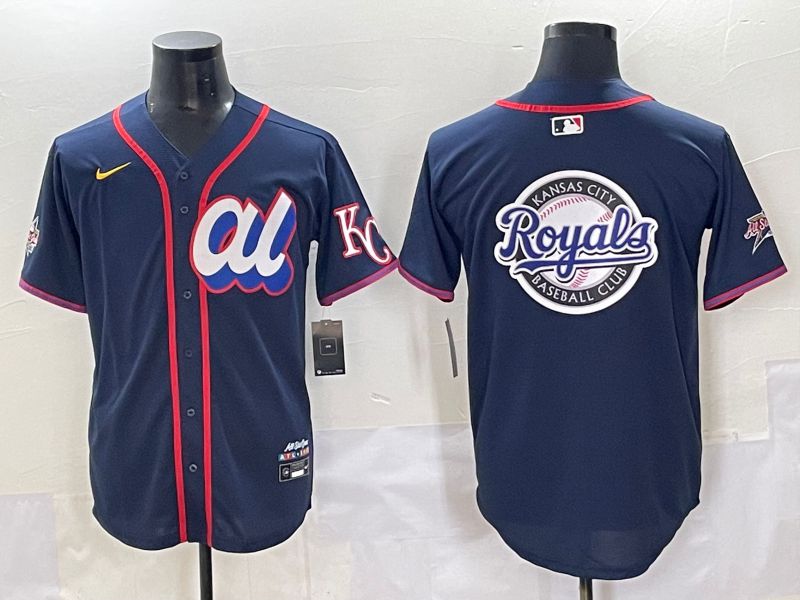 Men 2025 Kansas City Royals Blank Drak Blue All star Blank Blue Nike MLB Jersey style 3->kansas city royals->MLB Jersey